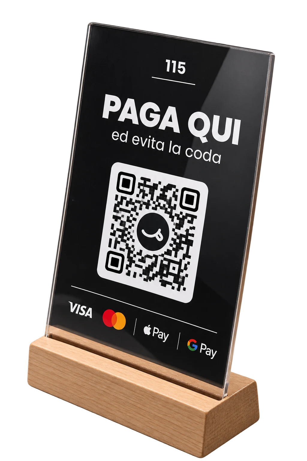Cavalletto da tavolo MiSazio con QR per ordinare e pagare